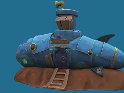 Submarine House Hand-Painted Low-poly 3D model