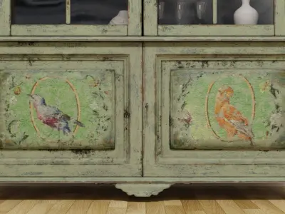 Old Furniture with layered paint Low-poly 3D model