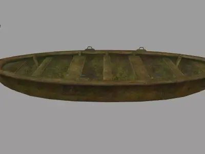 boat 1 old wooden Low-poly 3D model