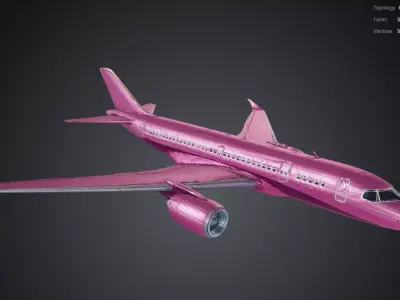 Pink Airplane 2 3D model