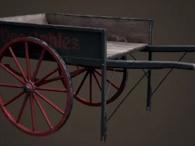 Hand drawn cart Low-poly 3D model