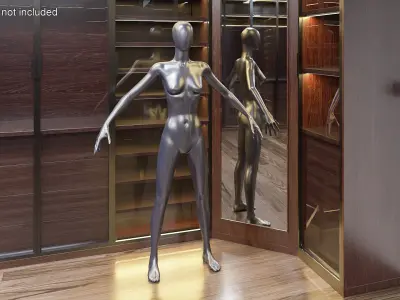 Mannequin Female Black 3D model purchase