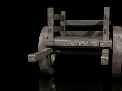 Cart Wooden Wheeled Low-poly 3D model