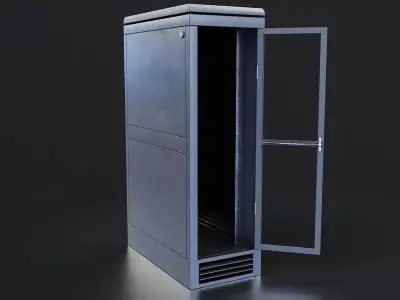 Industrial Server Rack Cabinet Low-poly 3D model