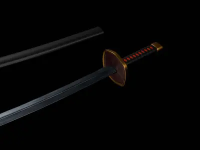 Katana Low-poly 3D model 4