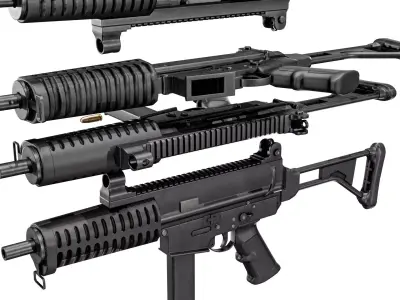 Pindad PM2 SMG Low-poly 3D model