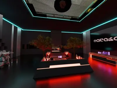 Cyber Tower full with interiors - VR world Low-poly 3D model Low-poly 3D model