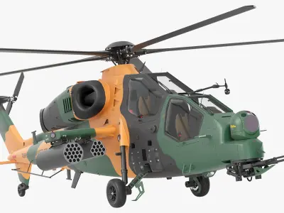 Green T129 ATAK Helicopter  purchase 3D model
