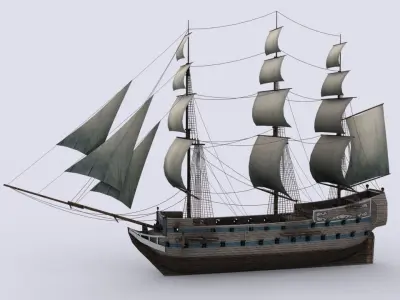 Fregat 1 sailing ship Low-poly 3D model