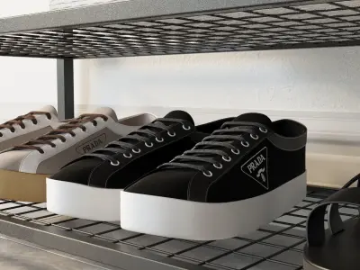 Hallway Industrial Shoe Rack Bench 3D model
