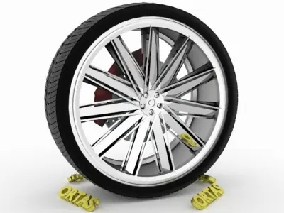 ORTAS CAR WHEEL RIM 117 GAME READY WHEEL RIM TIRE 3D model