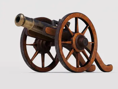 Old war cannon Low-poly 3D model