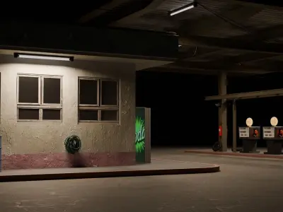 Gas Station - 3D Asset 3D model