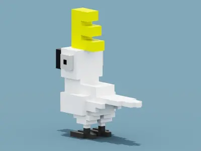 Voxel Cockatoo Low-poly 3D model