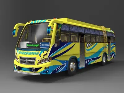 TAMIL NADU PNK SRT BUS 3D MODEL Low-poly 3D model