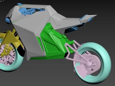 3D model of a futuristic motorcycle 3D model