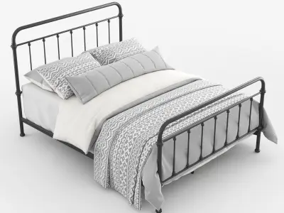 Giselle Antique Graceful Dark Bronze Victorian Iron Bed 3D model