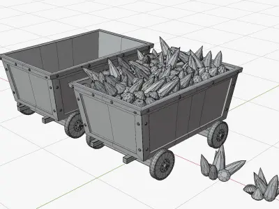 Cartoon Mining Cart Low-poly 3D model