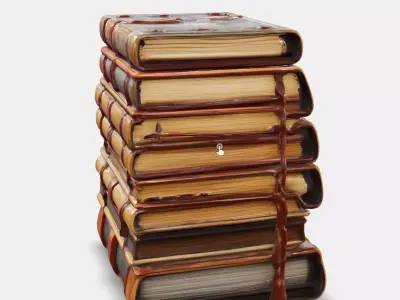 Worn Stack Books Low-poly 3D model