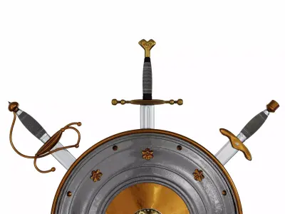 Weapon metal sword shield Low-poly 3D model
