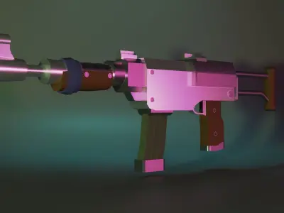 Machine gun LowPoly 3D model