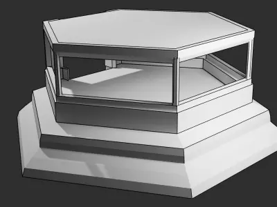 Low-Poly Bunker octagon shaped structure with stairs Free low-poly 3D model