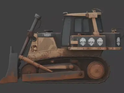 Haunted Gothic Bulldozer 3D Model Low-poly 3D model