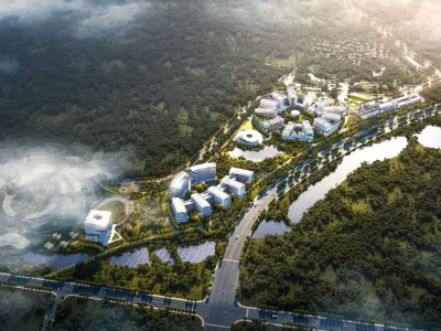 Modern Architectural Exterior Eco Campus Masterplan 3D model