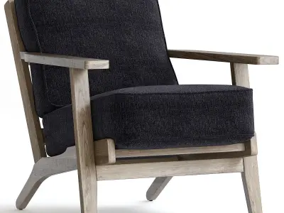 Metro Accent Chair in Onyx w Antique Legs 3d model Low-poly 3D model