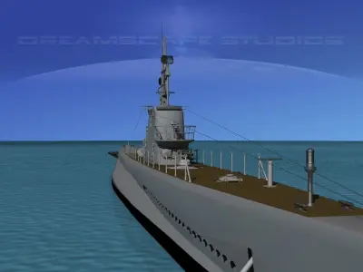 Gato Class Submarine SS-213 USS Greenling 3D model