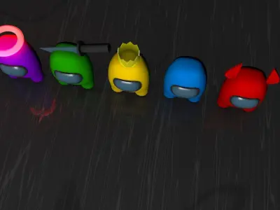Among Us 3D Pack - 5 Characters Low-poly 3D model