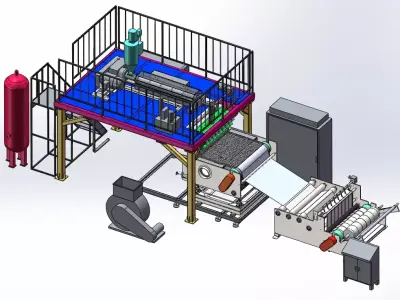 Melt spray cloth production line 3D model