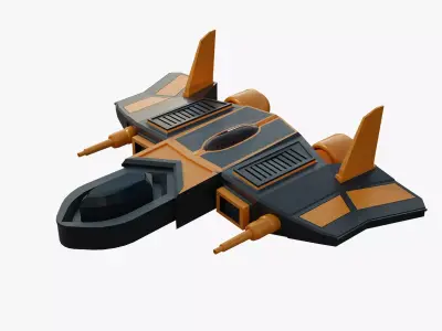 Simple Spaceship gameready  Low-poly 3D model