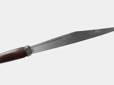Sea Knife Wooden Handle Low-poly 3D model