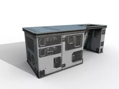 Sci fi Desk - Space Bunker Low-poly 3D model
