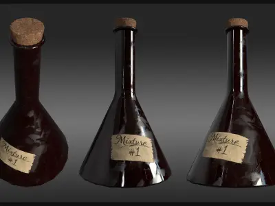 Plague Doctor Bottle and Flask Low-poly 3D model