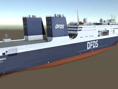 DFDSLuna Seaways Ro-Ro passenger vessel 3d low-poly model Low-poly 3D model