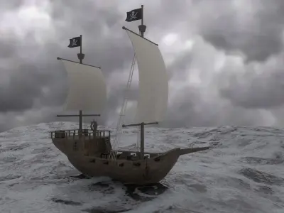 Pirate Galleon Ship -PBR Low Poly 3D Model Low-poly 3D model