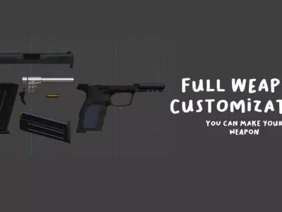 Low Poly Military Weapon Pack - Fully Editable Blender Low-poly 3D model