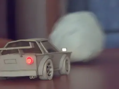 Cardboard Car Free low-poly 3D model