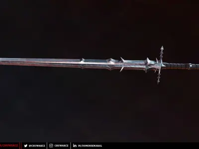 Nazgul Greatsword - fantasy PBR game ready 3d weapon Low-poly 3D model
