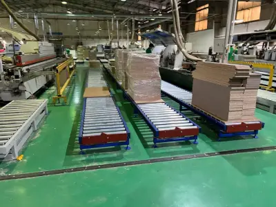 Gravity Roller Conveyor System For Stacks Of Wooden Sheets 3D model