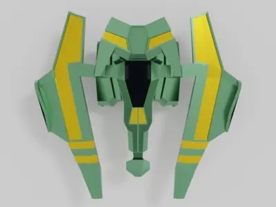 Spaceship robot with two wings Low-poly 3D model
