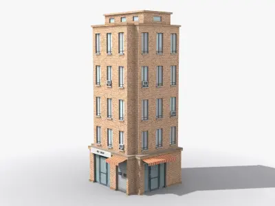 Apartment Building x35 Low-poly 3D model