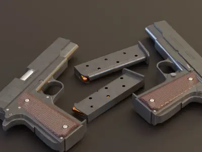 Colt 1911 Ultra realistic Game ready Rigged Gun 3D model Low-poly 3D model