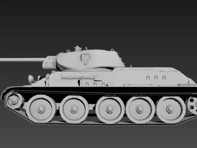 T-34 Low Poly tank 3D print model