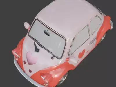 Stylized 3D Valentine Compact Car Model Low-poly 3D model