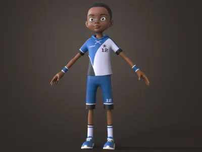 AFRO BOY- CARTOON RIGGED BLACK BOY(1) 3D model