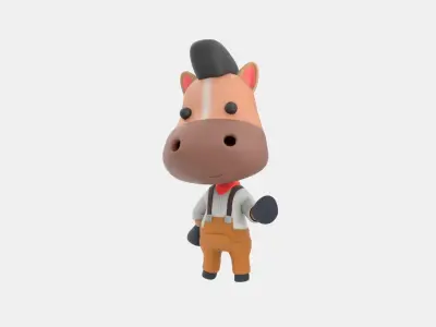 Cute Horse 3D Illustration 3D model 3