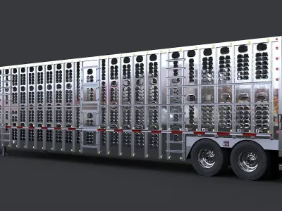 Livestock Semi Trailer  Low-poly 3D model
